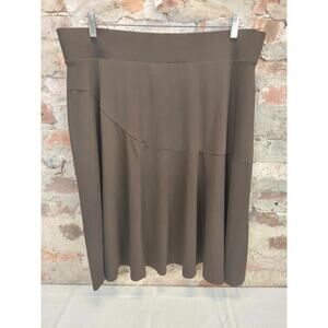 George Womens Plus Skirt 18W 20W Brown Bark A-Line Pull On Midi Stretch